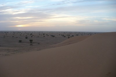 Soumrak v poušti, duna Kassambaré.